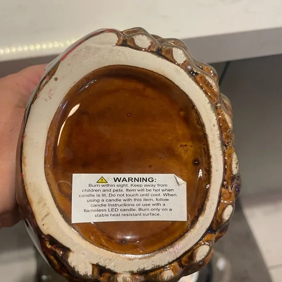 Vintage ceramic owl, luminary, lantern, votives, or tea lights. - Picture 3 of 4